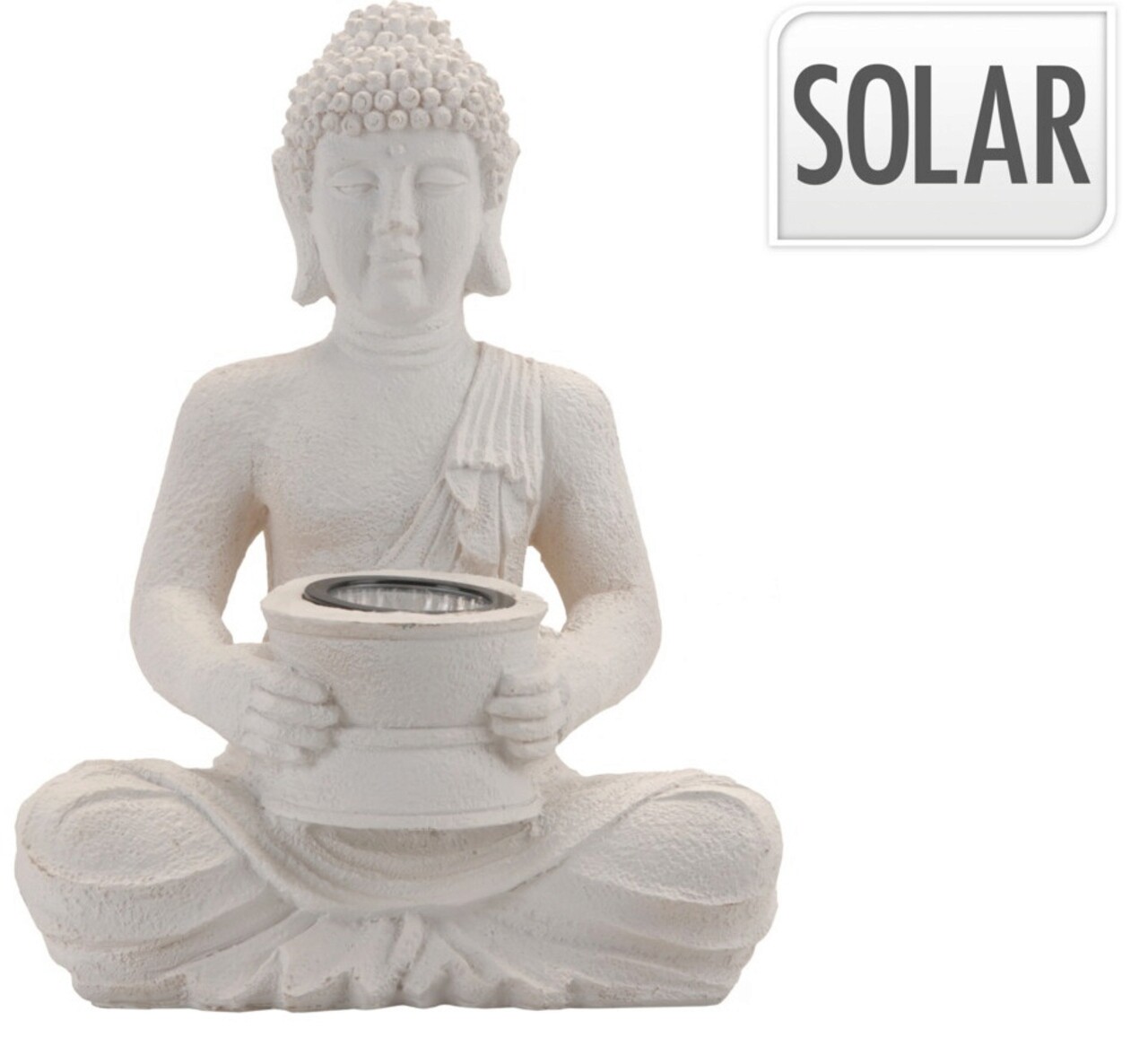 Lampa solara de gradina Buddha, 21x14x28 cm, ceramica - imagine 3
